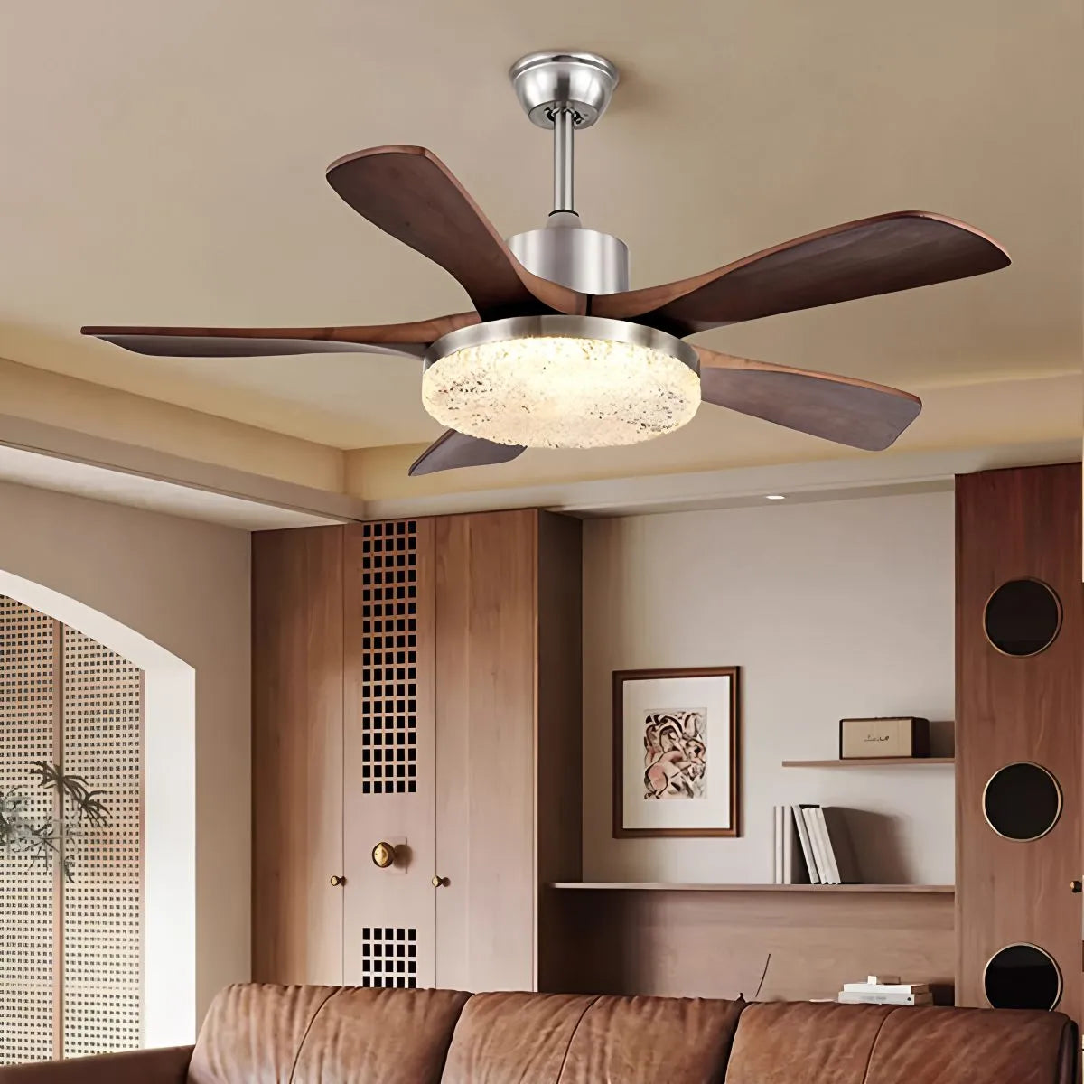Vintage Luxus Deckenventilator mit Licht aus Holz