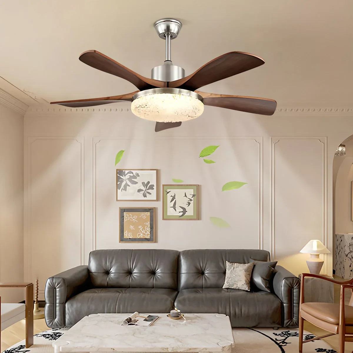 Vintage Luxus Deckenventilator mit Licht aus Holz