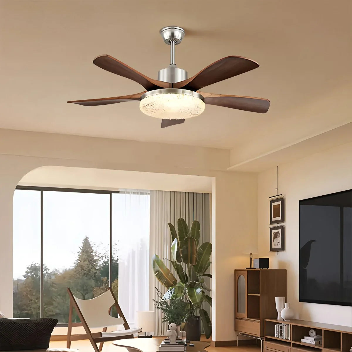 Vintage Luxus Deckenventilator mit Licht aus Holz
