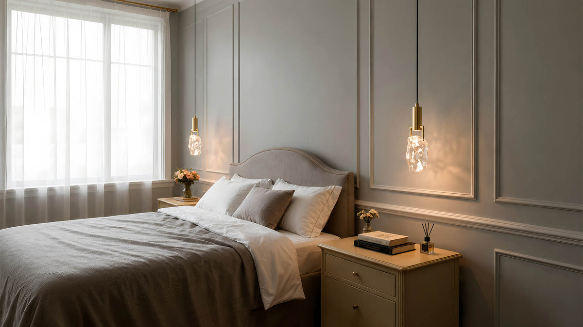 Kristall-Pendelleuchte für Bett- und Fensterbereiche