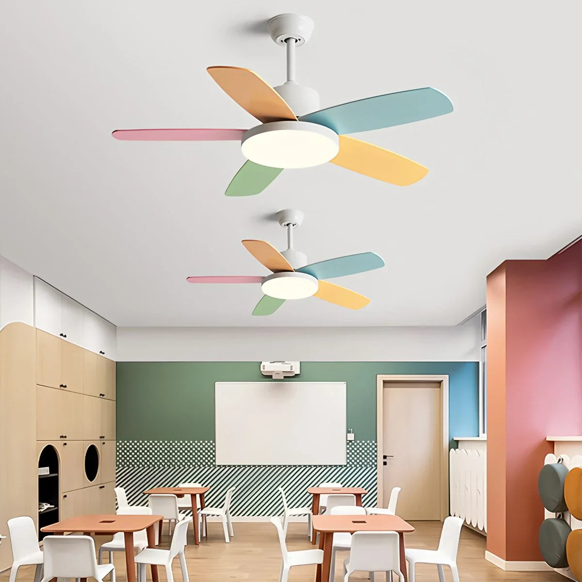 Nordische Bunte Blatt Deckenventilator-Leuchte