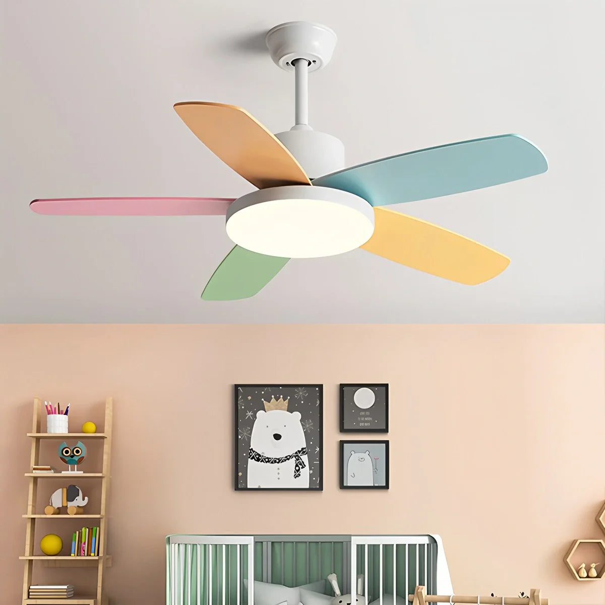 Nordische Bunte Blatt Deckenventilator-Leuchte
