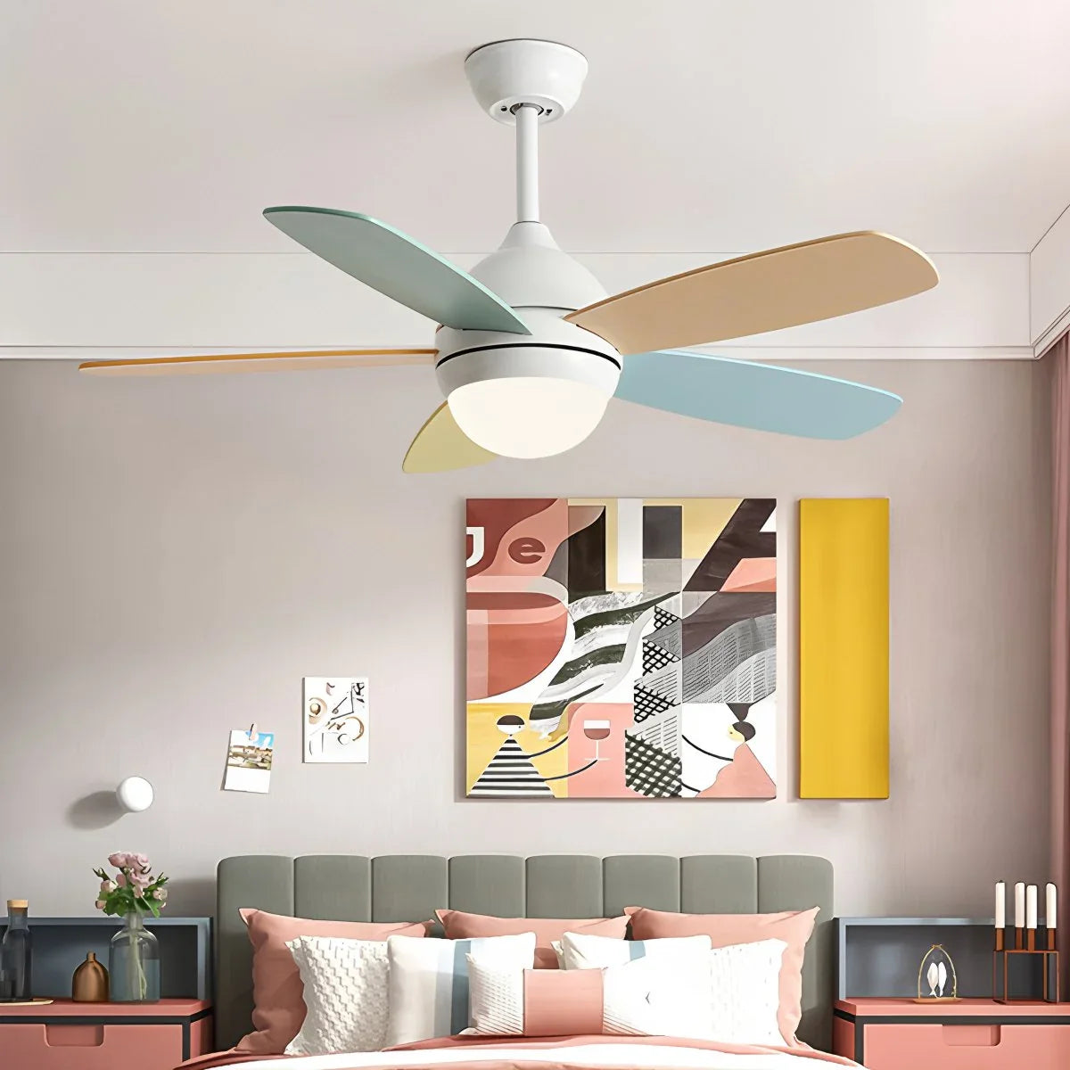 Nordische Bunte Blatt Deckenventilator-Leuchte