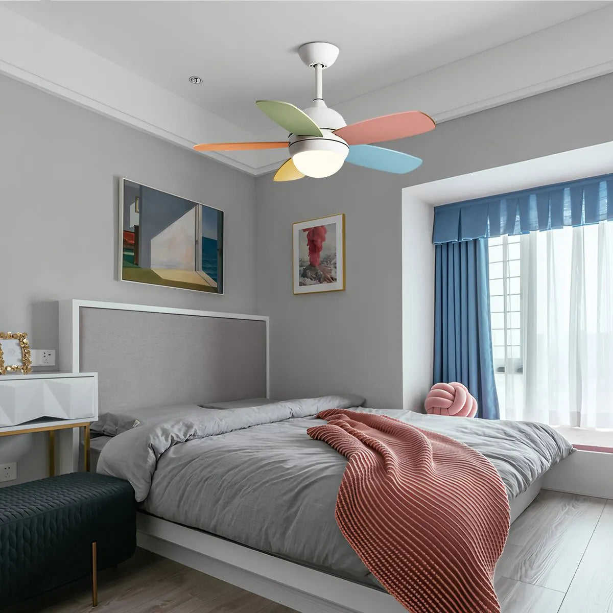 Nordische Bunte Blatt Deckenventilator-Leuchte