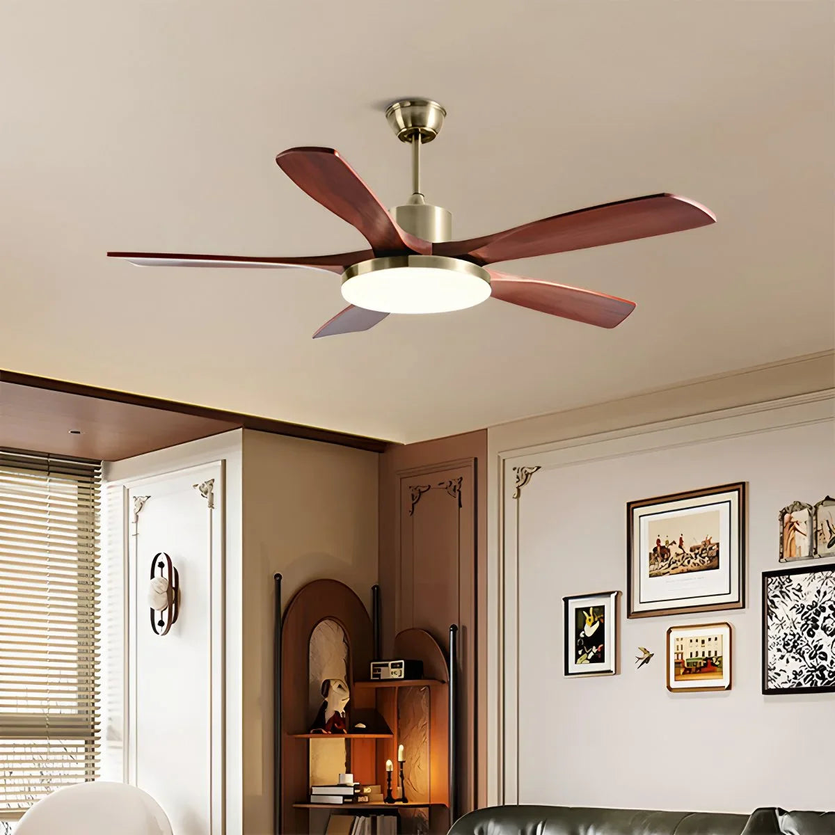 Holzdeckenventilator mit Beleuchtung für das Wohnzimmer