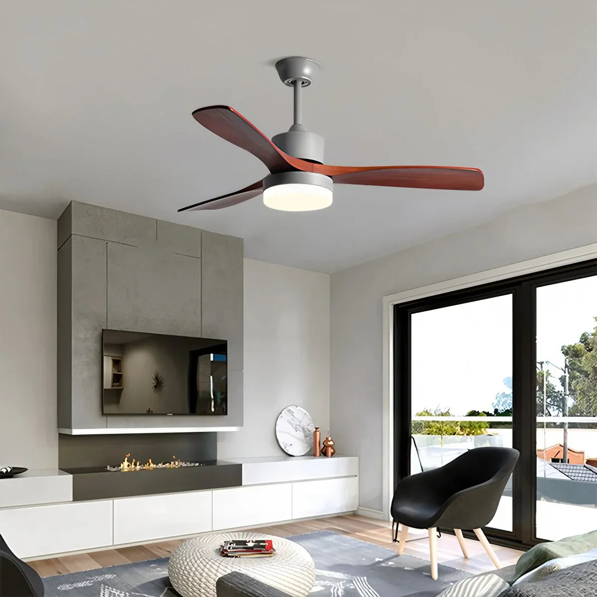Holzdeckenventilator mit Beleuchtung für das Wohnzimmer