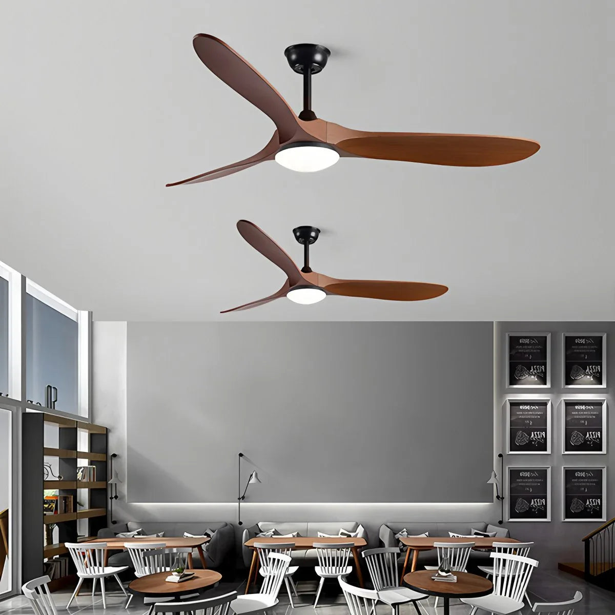 Nordischer Holzdeckenventilator mit Beleuchtung