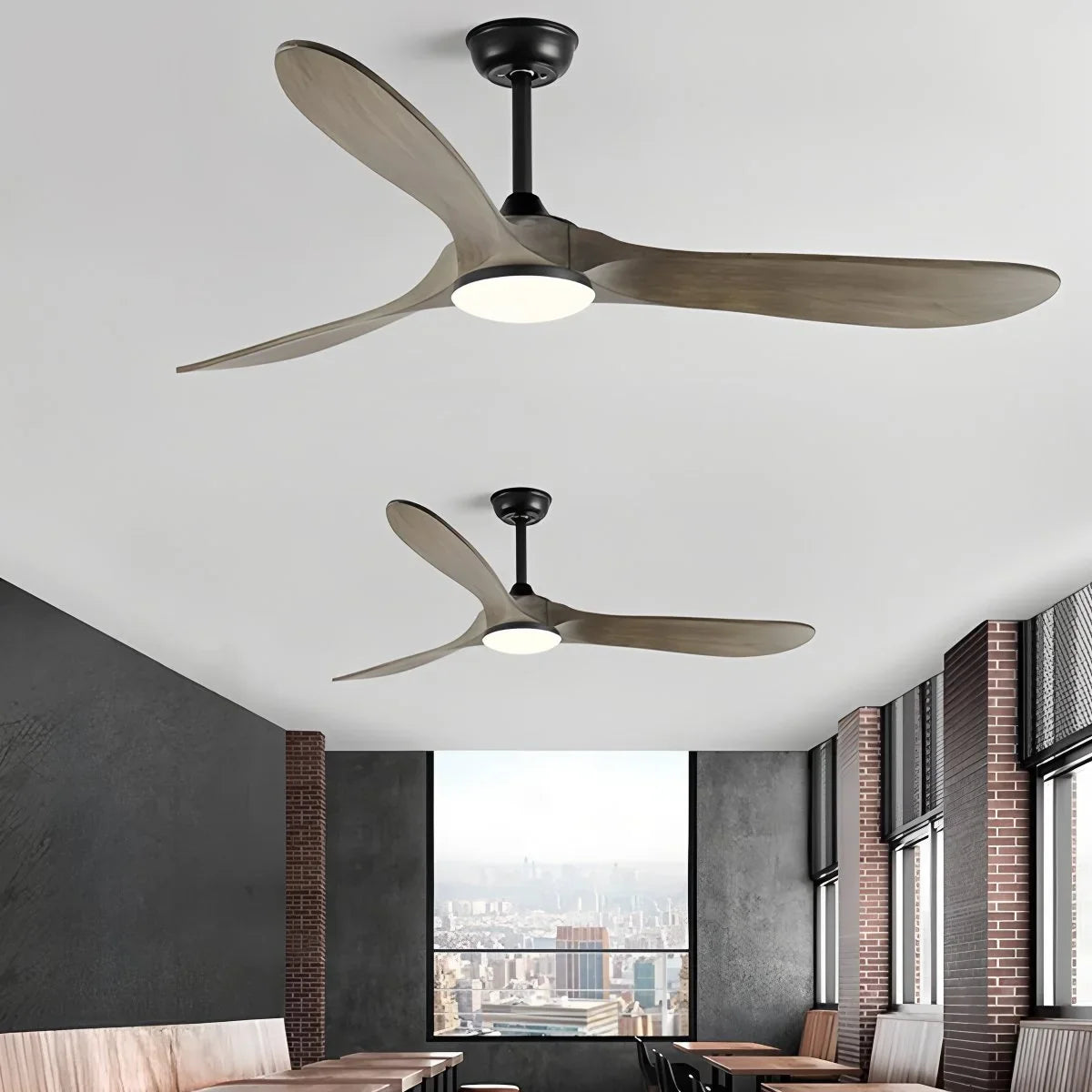Nordischer Holzdeckenventilator mit Beleuchtung