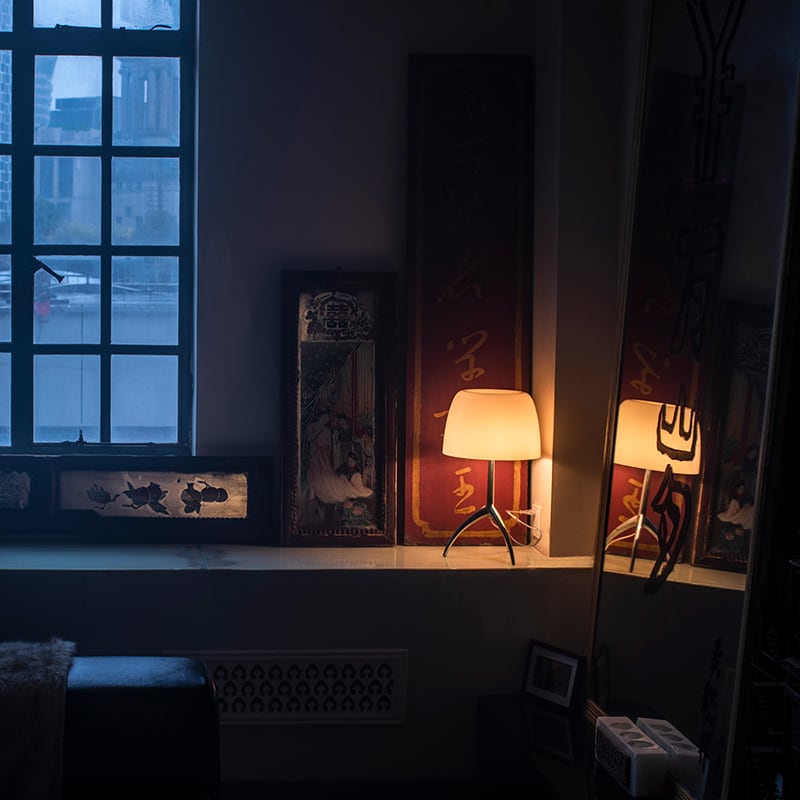Skulpturale Glas-Tischlampe