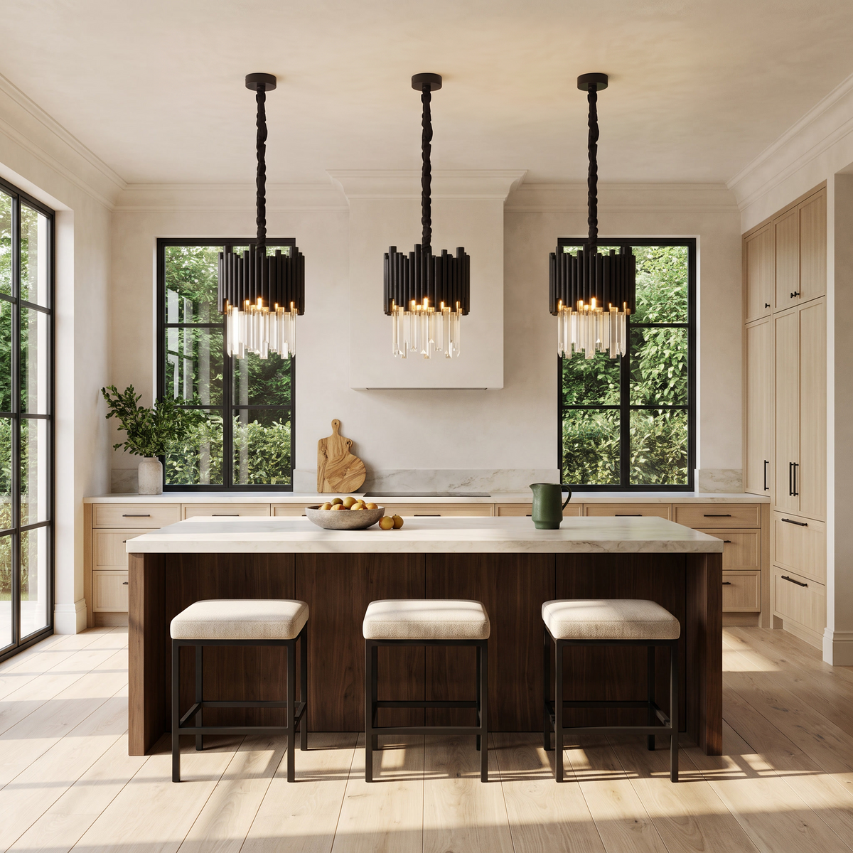 Black Crystal Pendant Light
