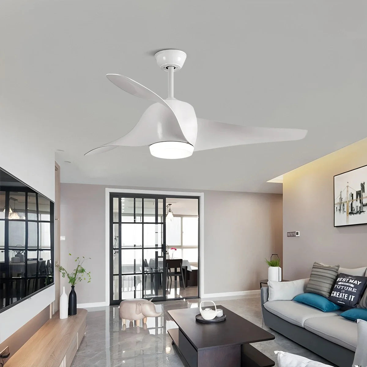 Propeller-Deckenventilatorleuchte für das Esszimmer