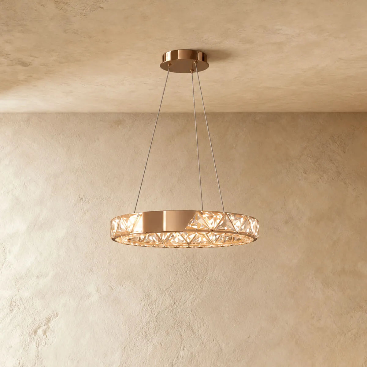 Rose Gold & Crystal Round Chandelier