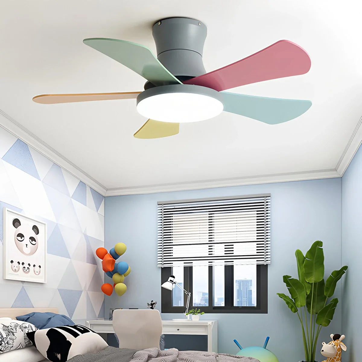 Skandi-Deckenventilator mit Licht, flaches Modell