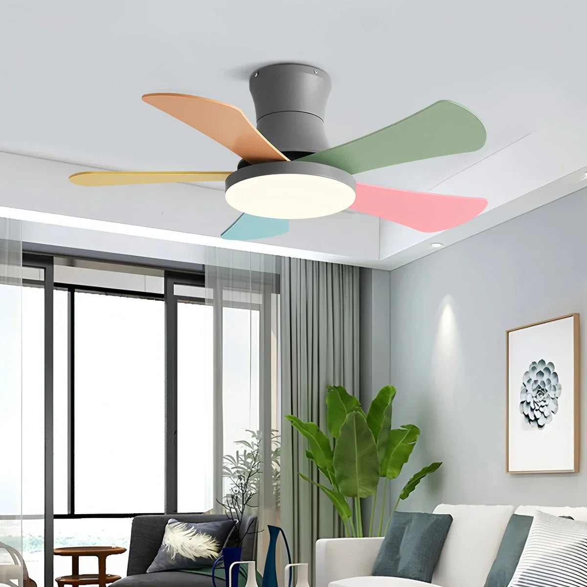 Skandi-Deckenventilator mit Licht, flaches Modell