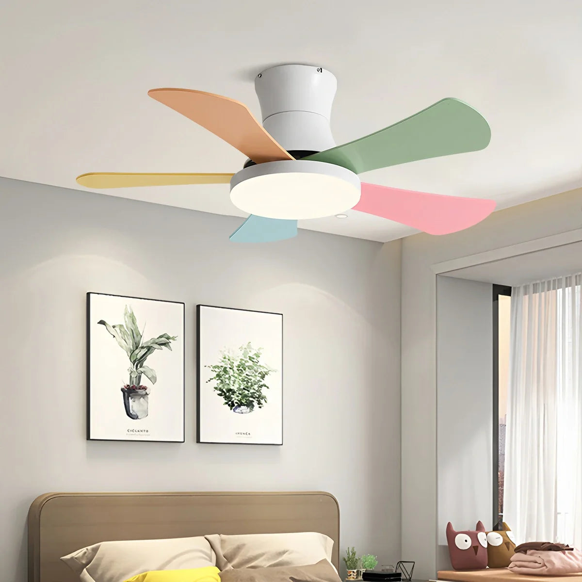 Skandi-Deckenventilator mit Licht, flaches Modell