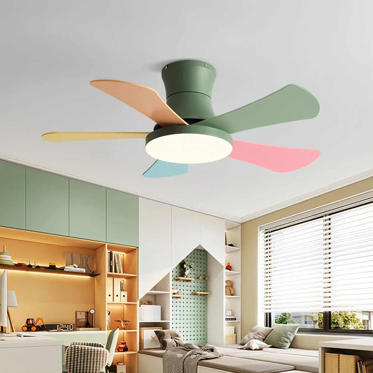 Skandi-Deckenventilator mit Licht, flaches Modell
