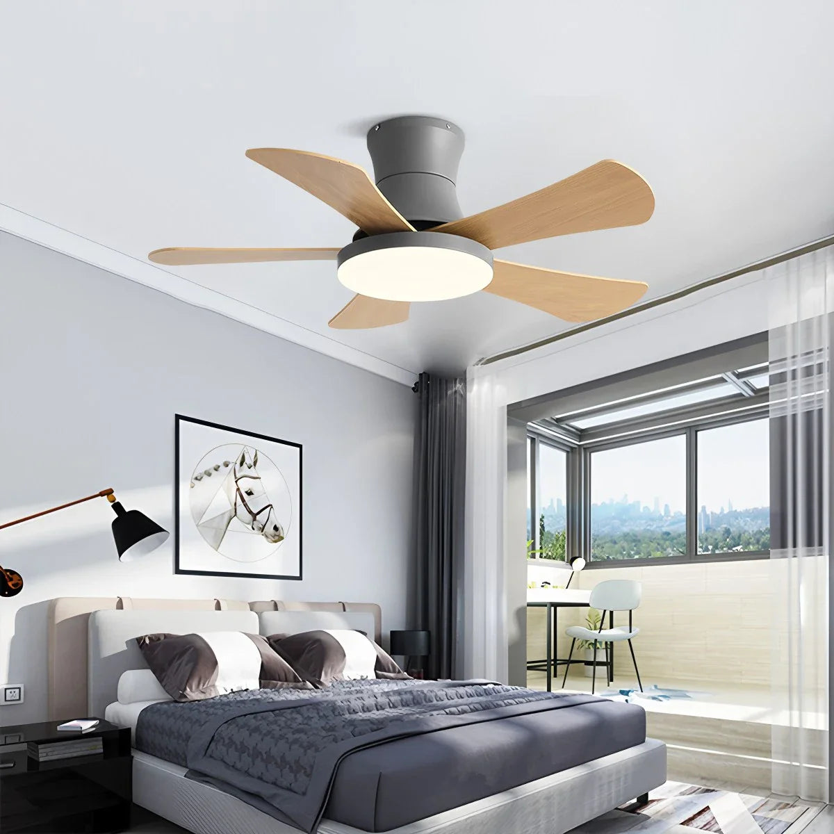 Skandi-Deckenventilator mit Licht, flaches Modell