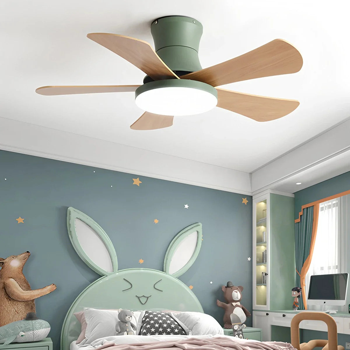 Skandi-Deckenventilator mit Licht, flaches Modell
