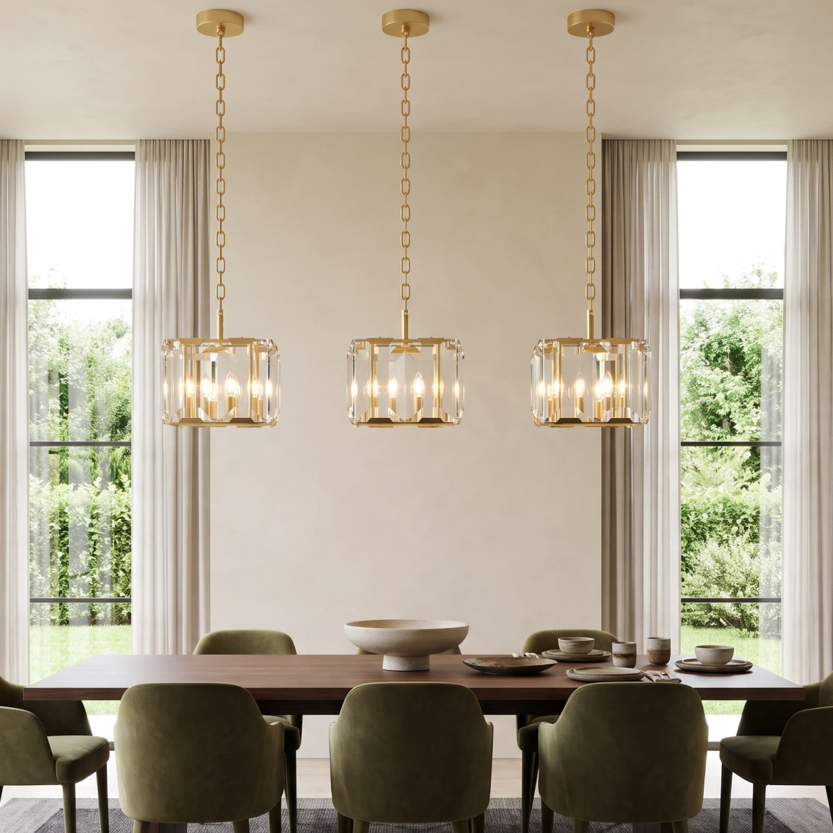 Luxury Brass Crystal Pendant Light