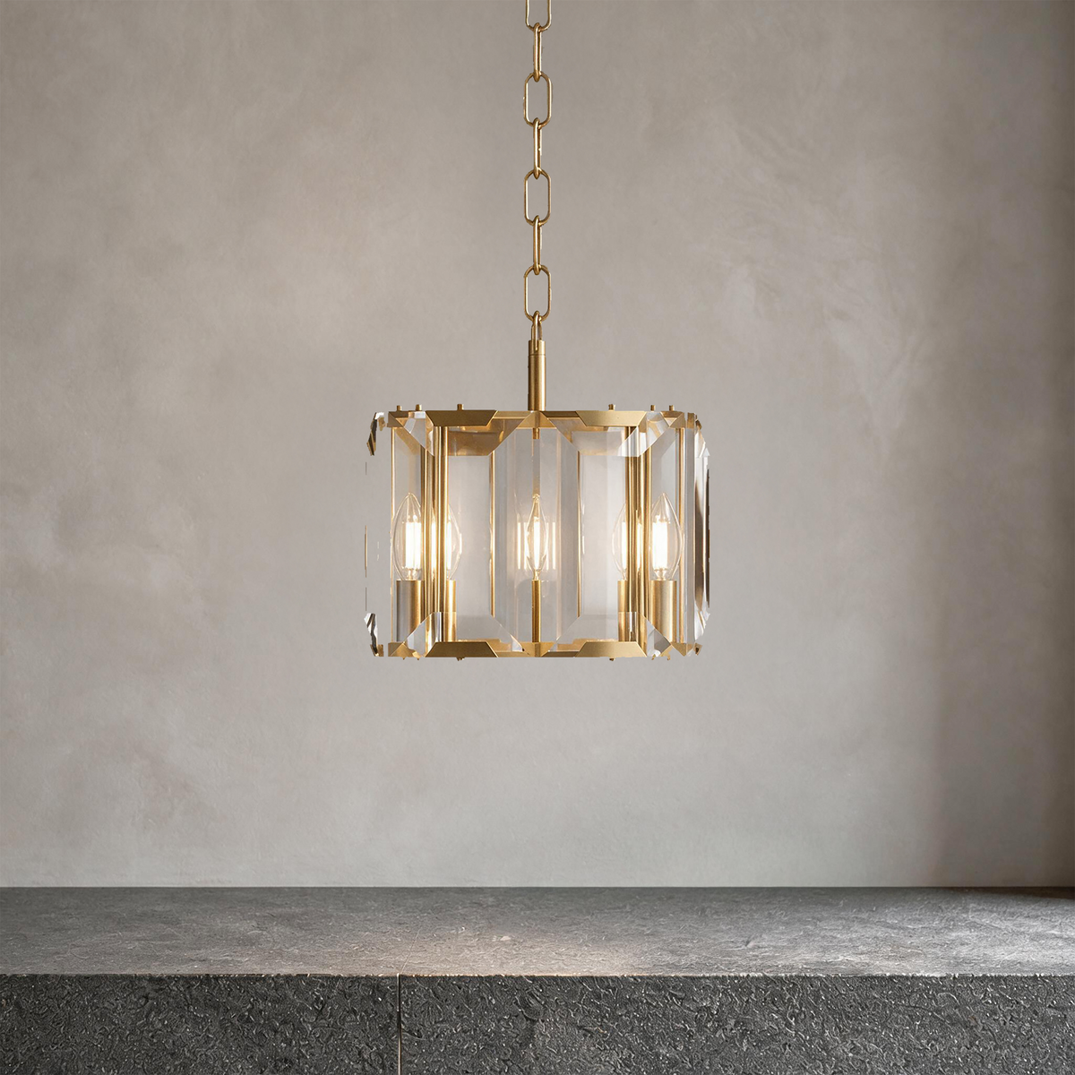 Luxury Brass Crystal Pendant Light