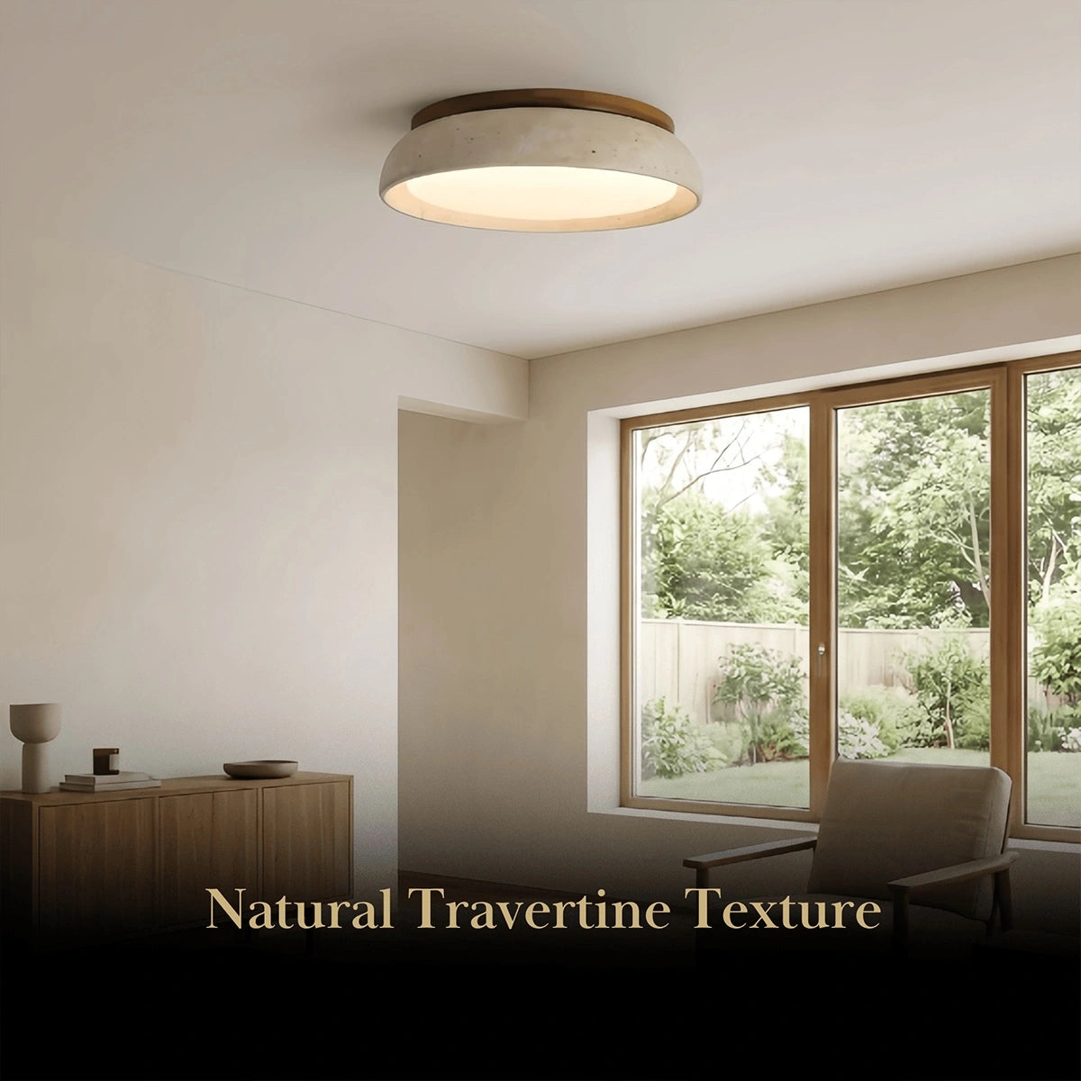 Strata Minimalist Travertine Ceiling Light