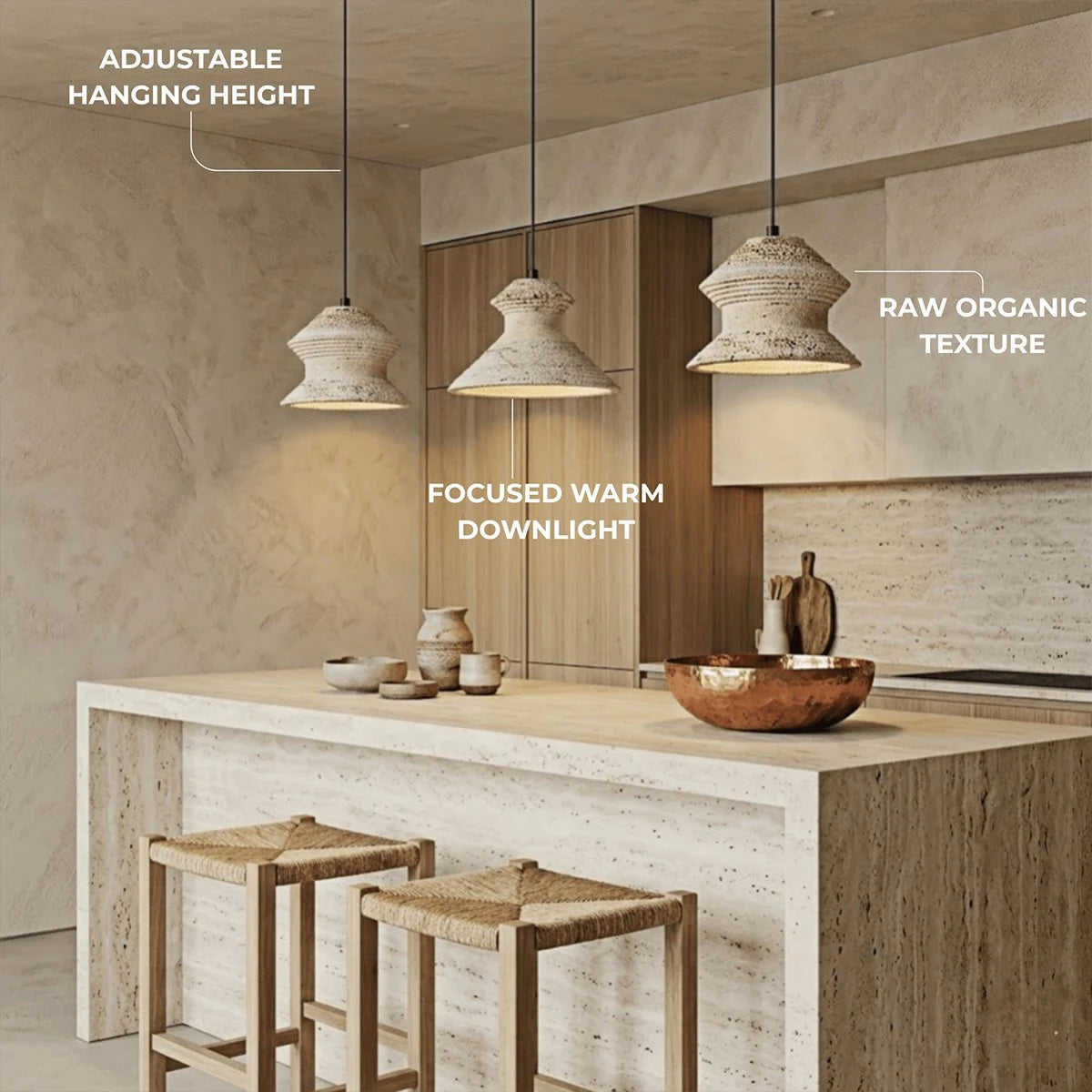 Strata Minimalistische Travertin-Pendelleuchte