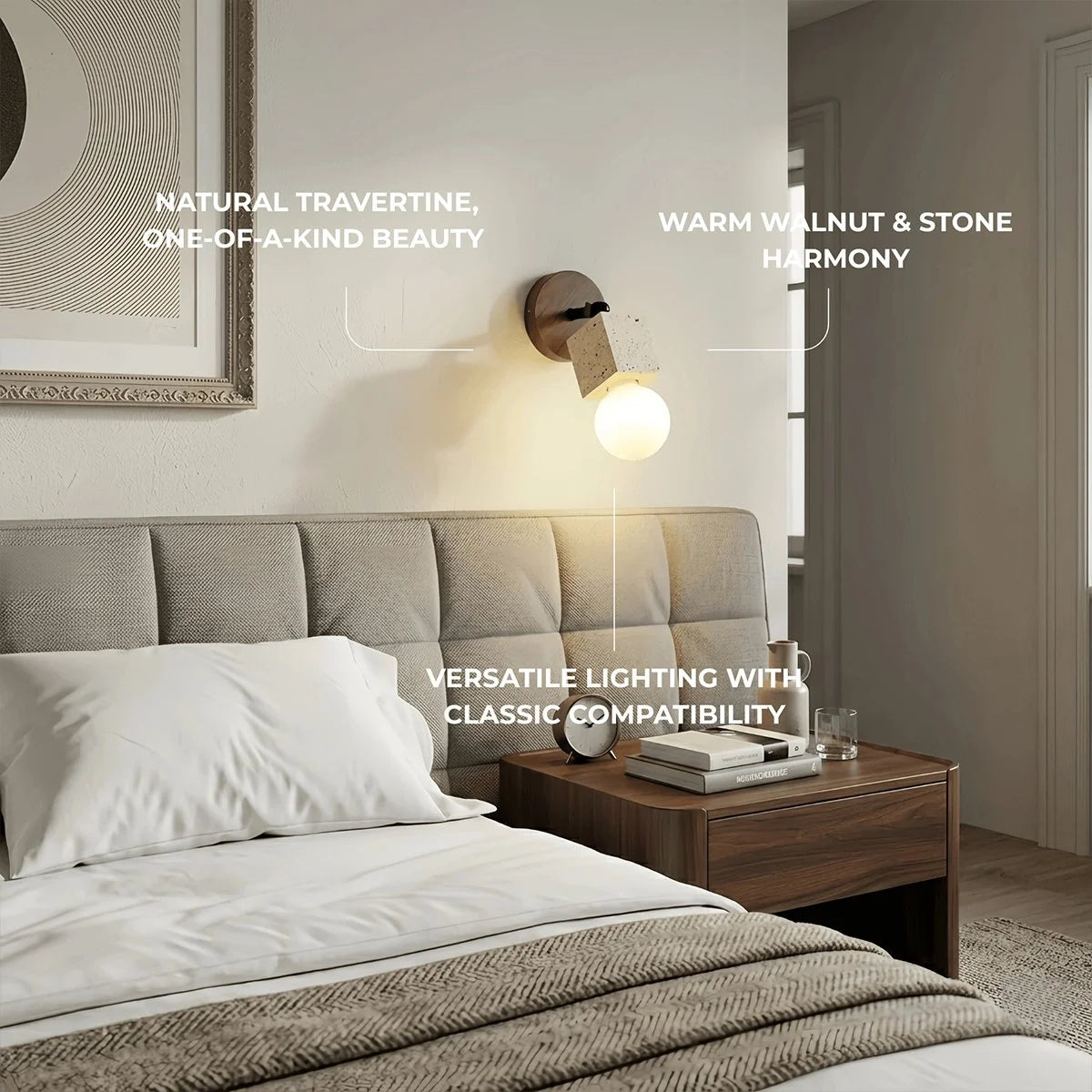 Strata Natural LED Travertin Wandleuchte
