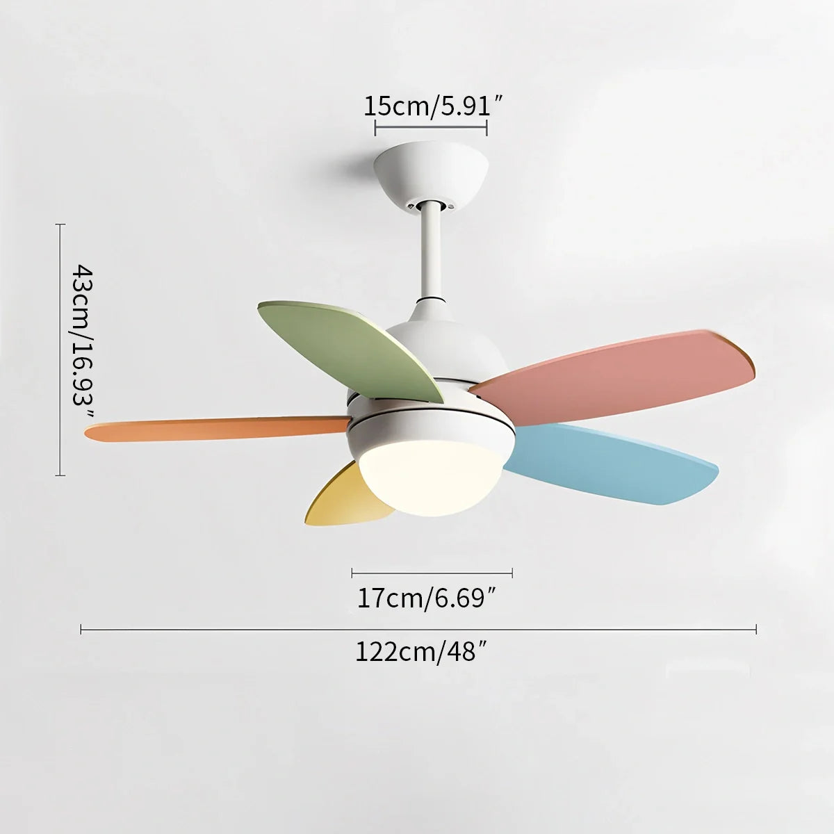 Nordische Bunte Blatt Deckenventilator-Leuchte