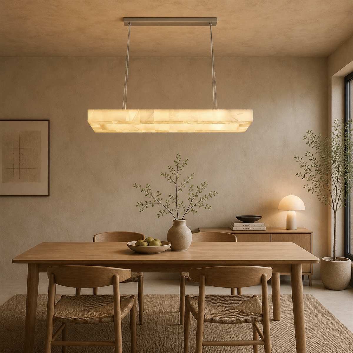 Teva Rechteckiger Alabaster-Kronleuchter