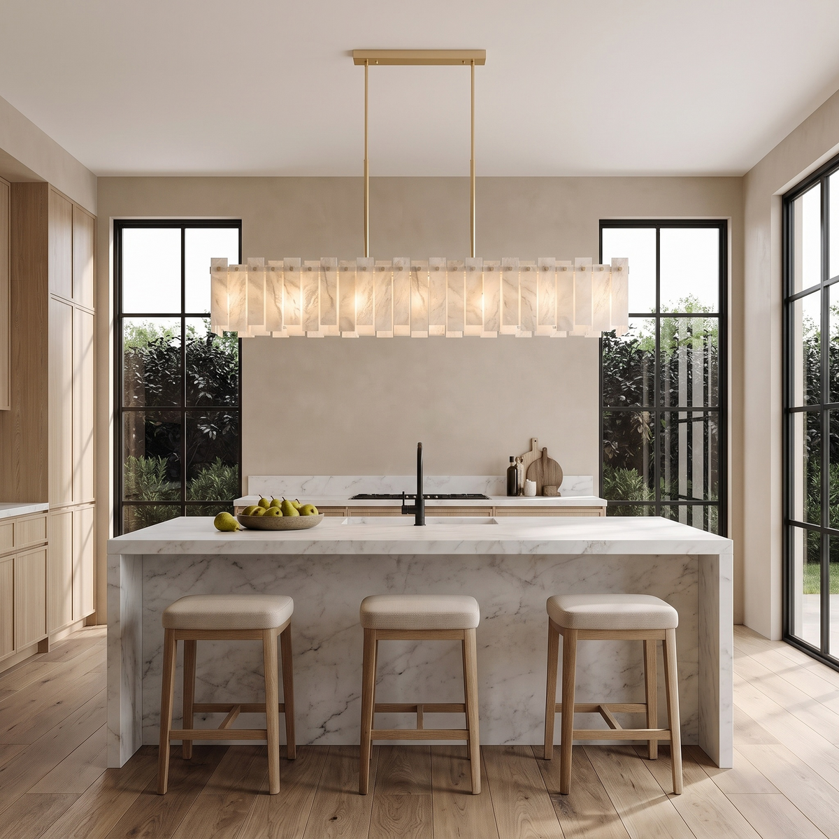 Linear Spanish Alabaster Chandelier