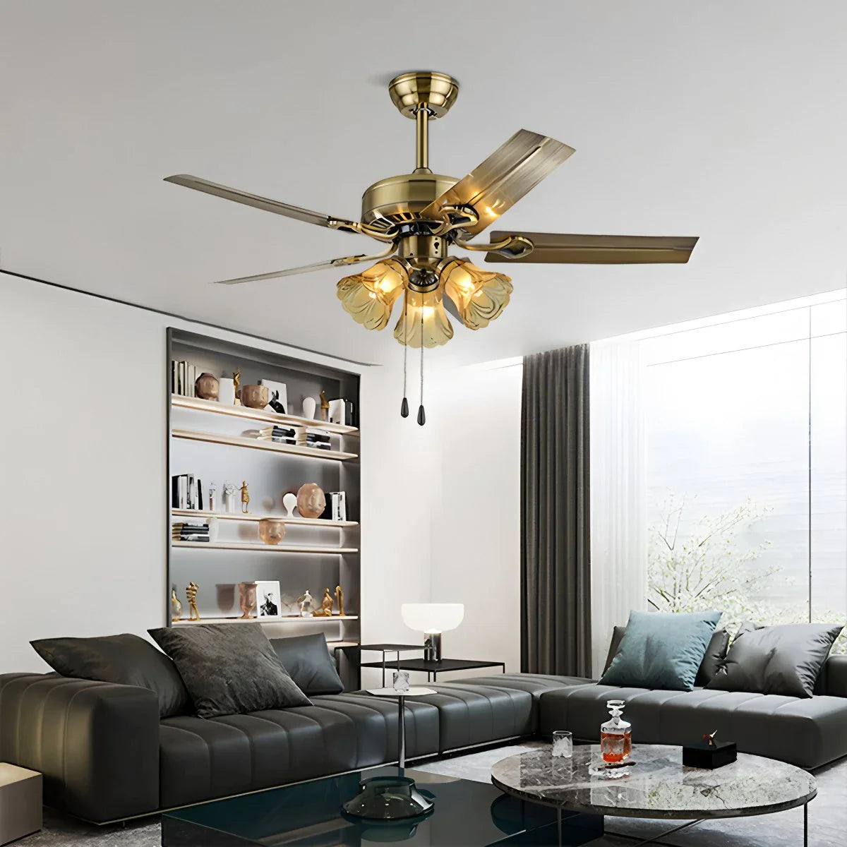 Vintage Deckenventilator mit Beleuchtung für das Esszimmer