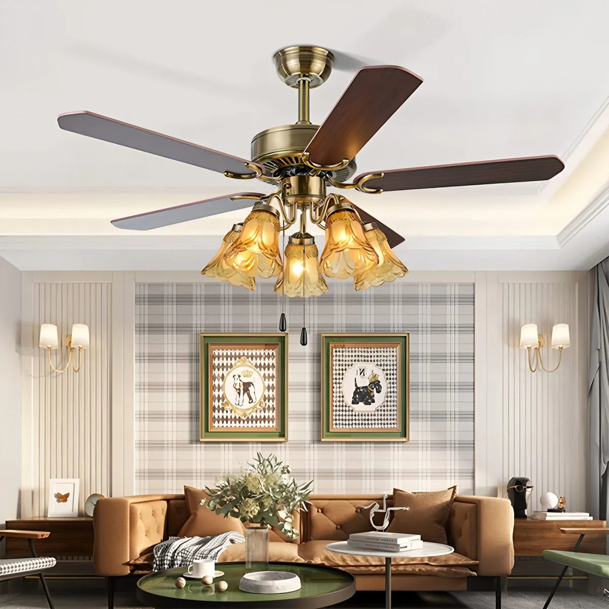 Vintage Deckenventilator mit Beleuchtung für das Esszimmer