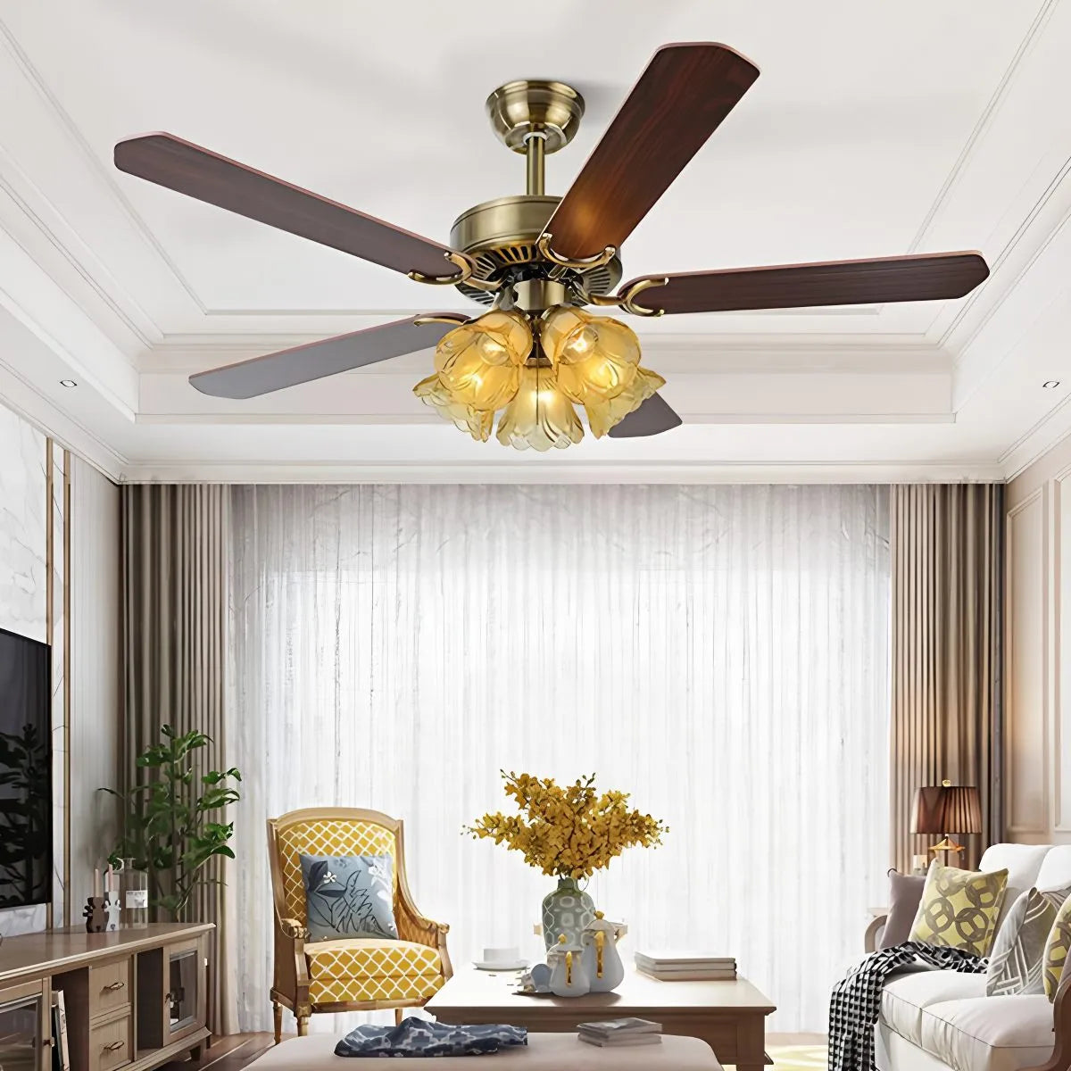 Vintage Deckenventilator mit Beleuchtung für das Esszimmer