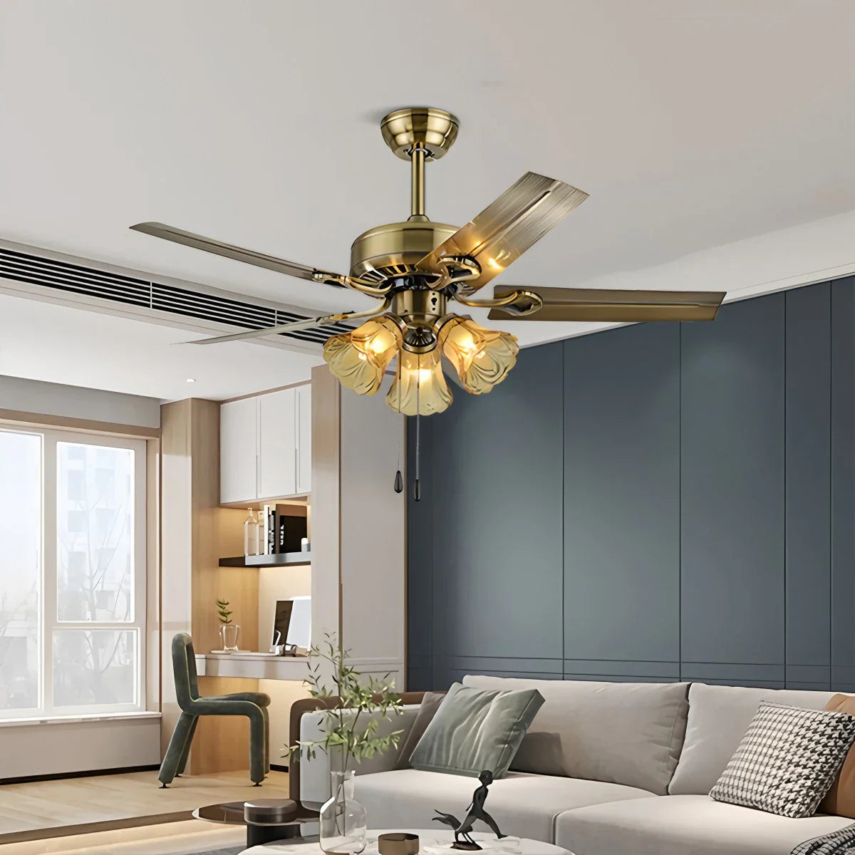 Vintage Deckenventilator mit Beleuchtung für das Esszimmer