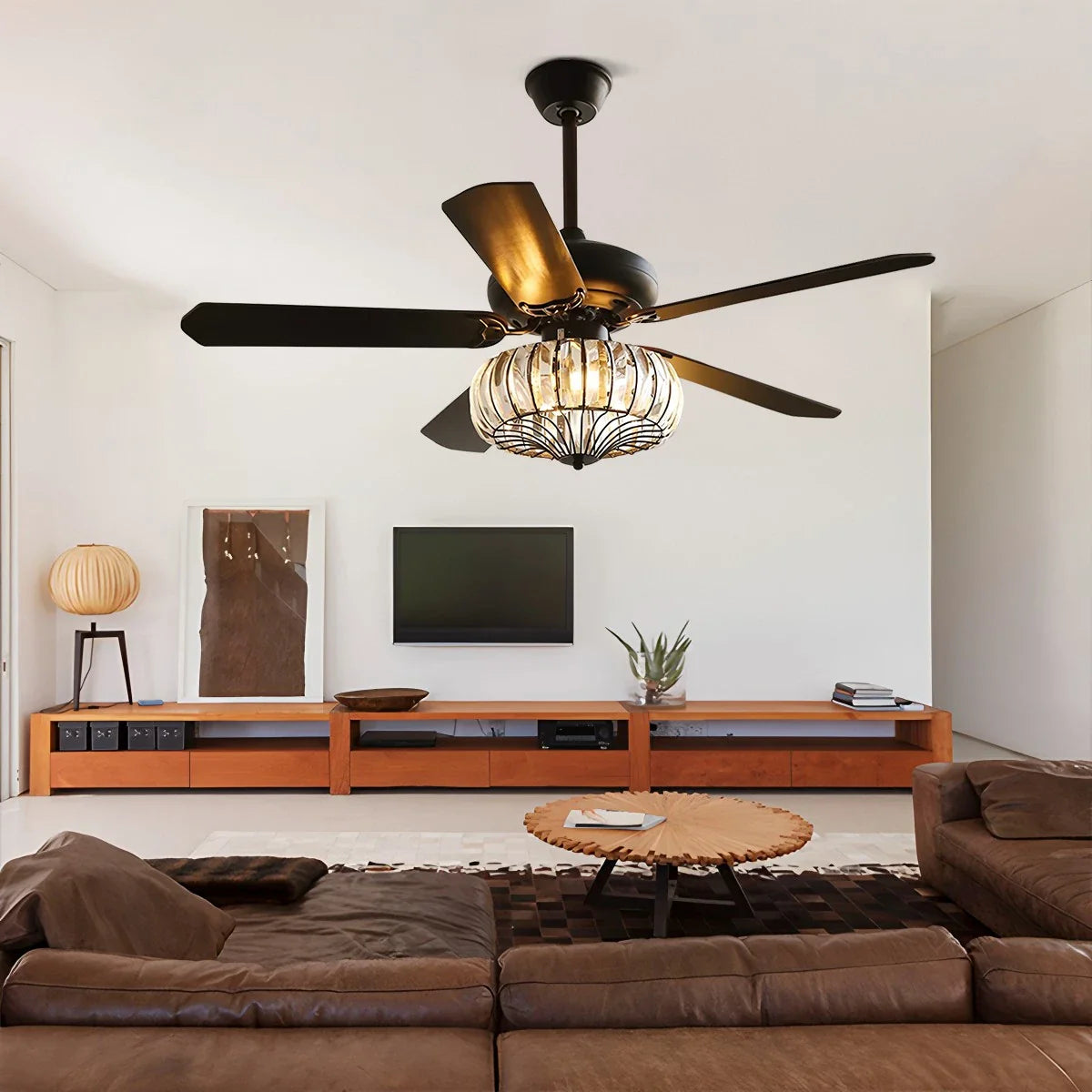 Vintage-Kristall-Deckenventilator mit Beleuchtung