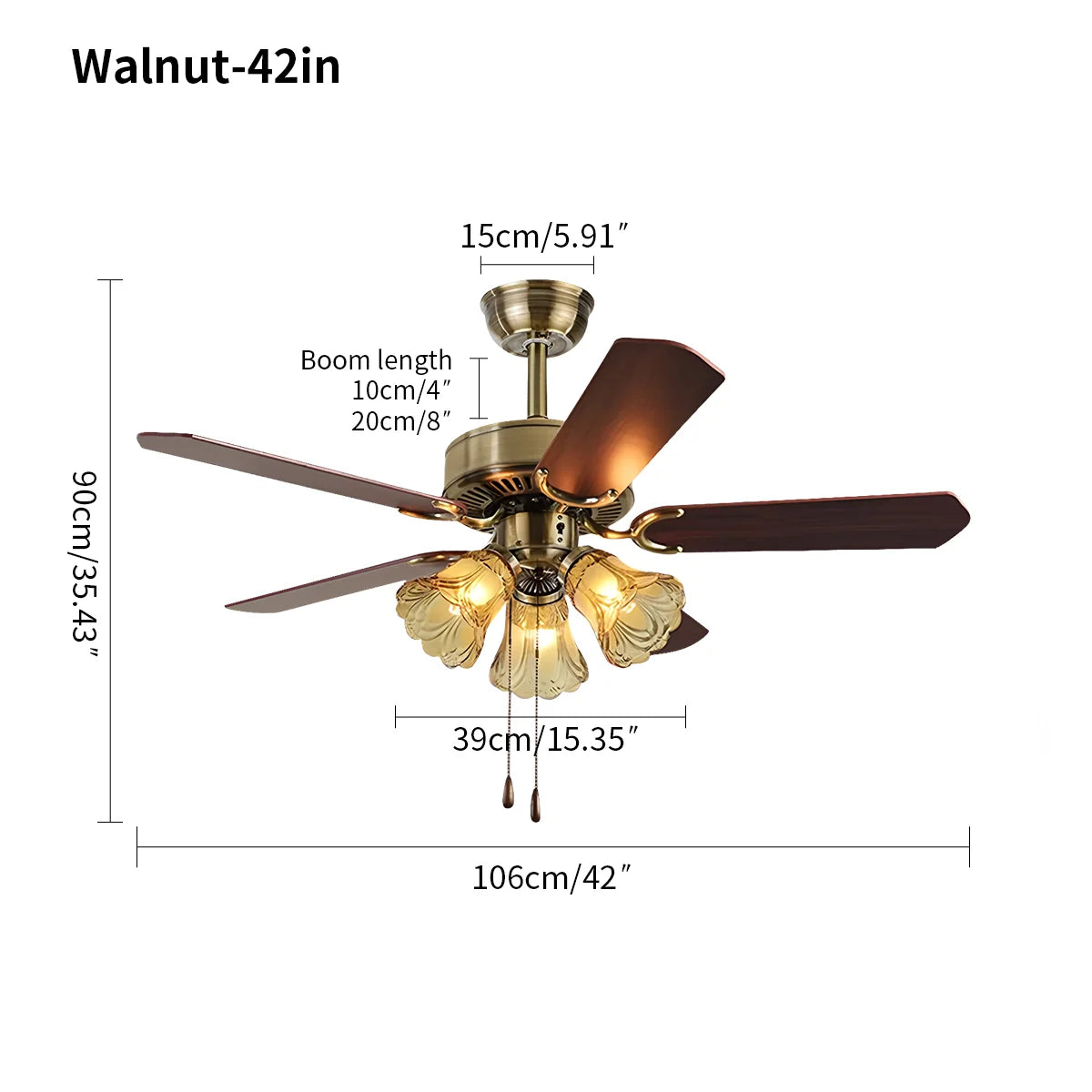 Vintage Deckenventilator mit Beleuchtung für das Esszimmer