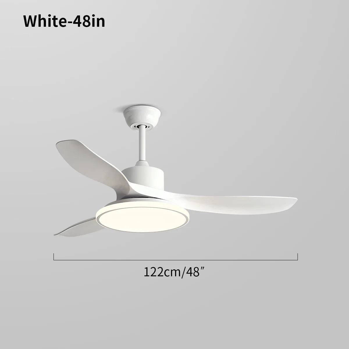 Moderner Deckenventilator mit 3 Flügeln und Beleuchtung