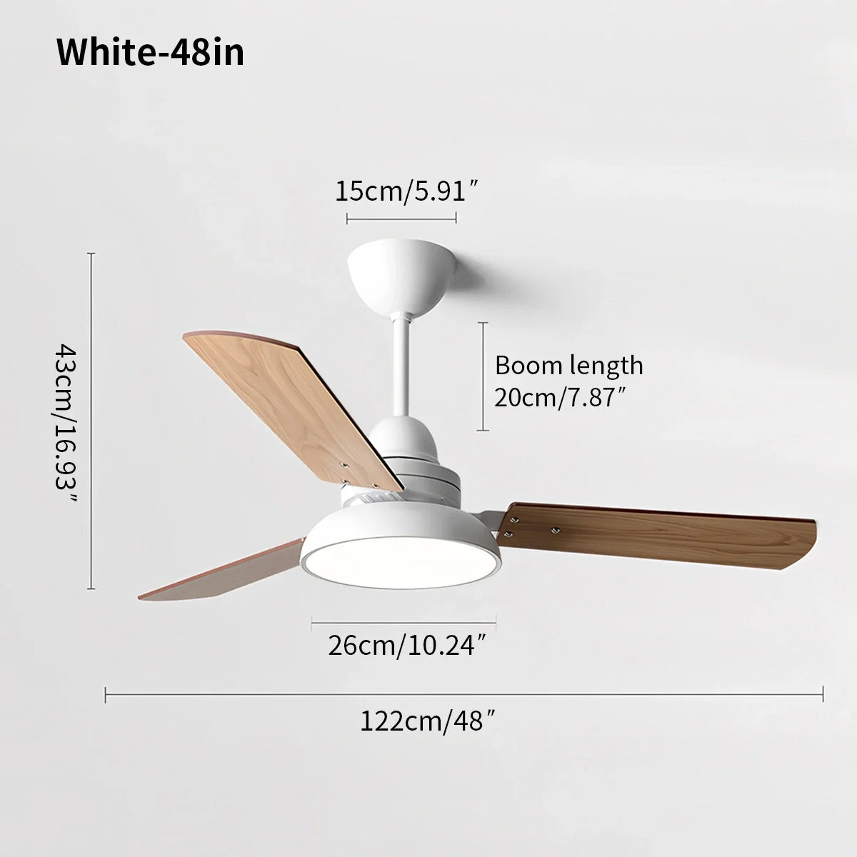Moderne minimalistische Deckenleuchte mit dreiflügeligem Ventilator