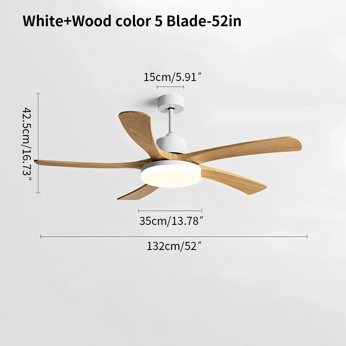 Deckenventilatorleuchte aus Holz für starke Winde
