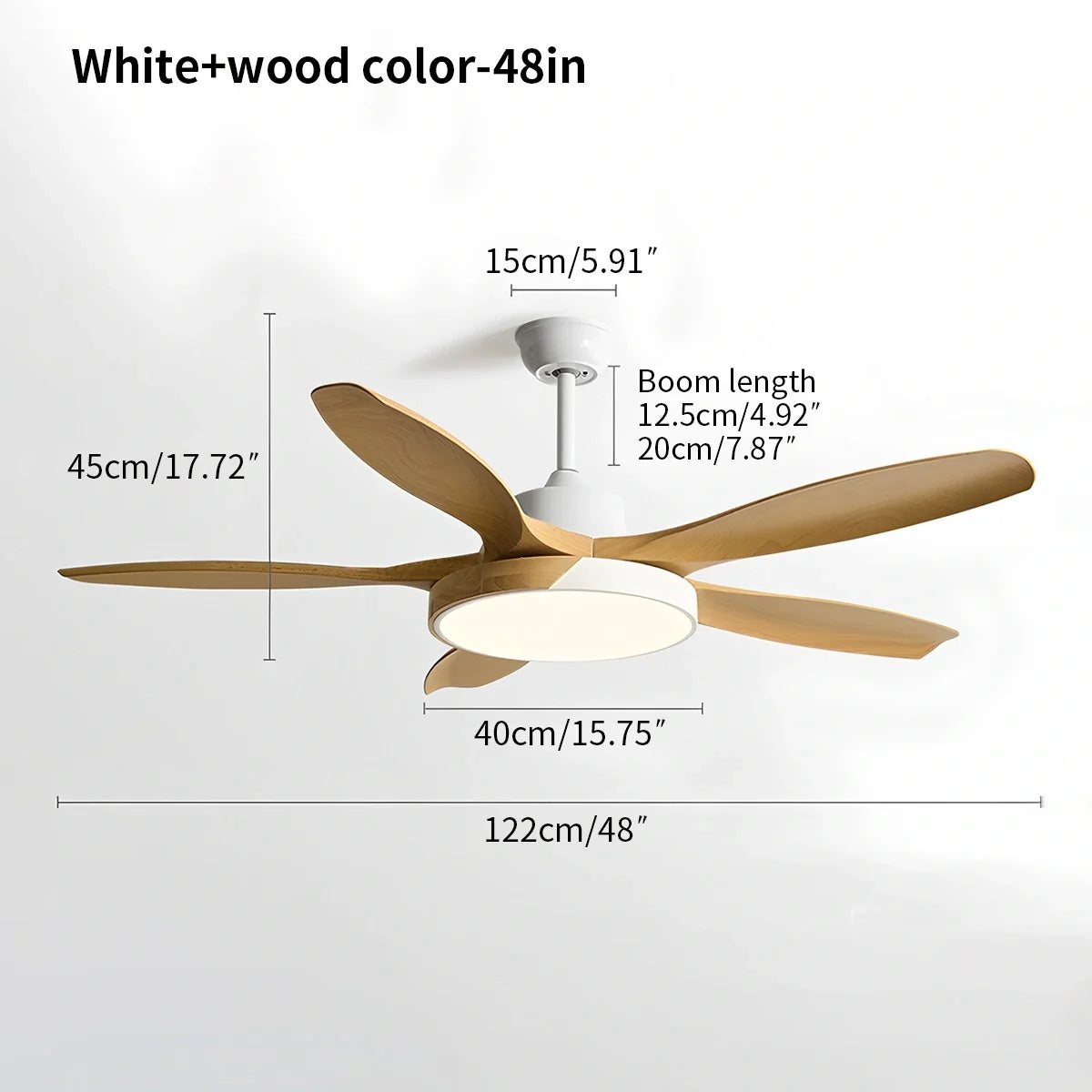 Deckenventilator mit Beleuchtung im skandinavischen Wohnzimmer-Stil