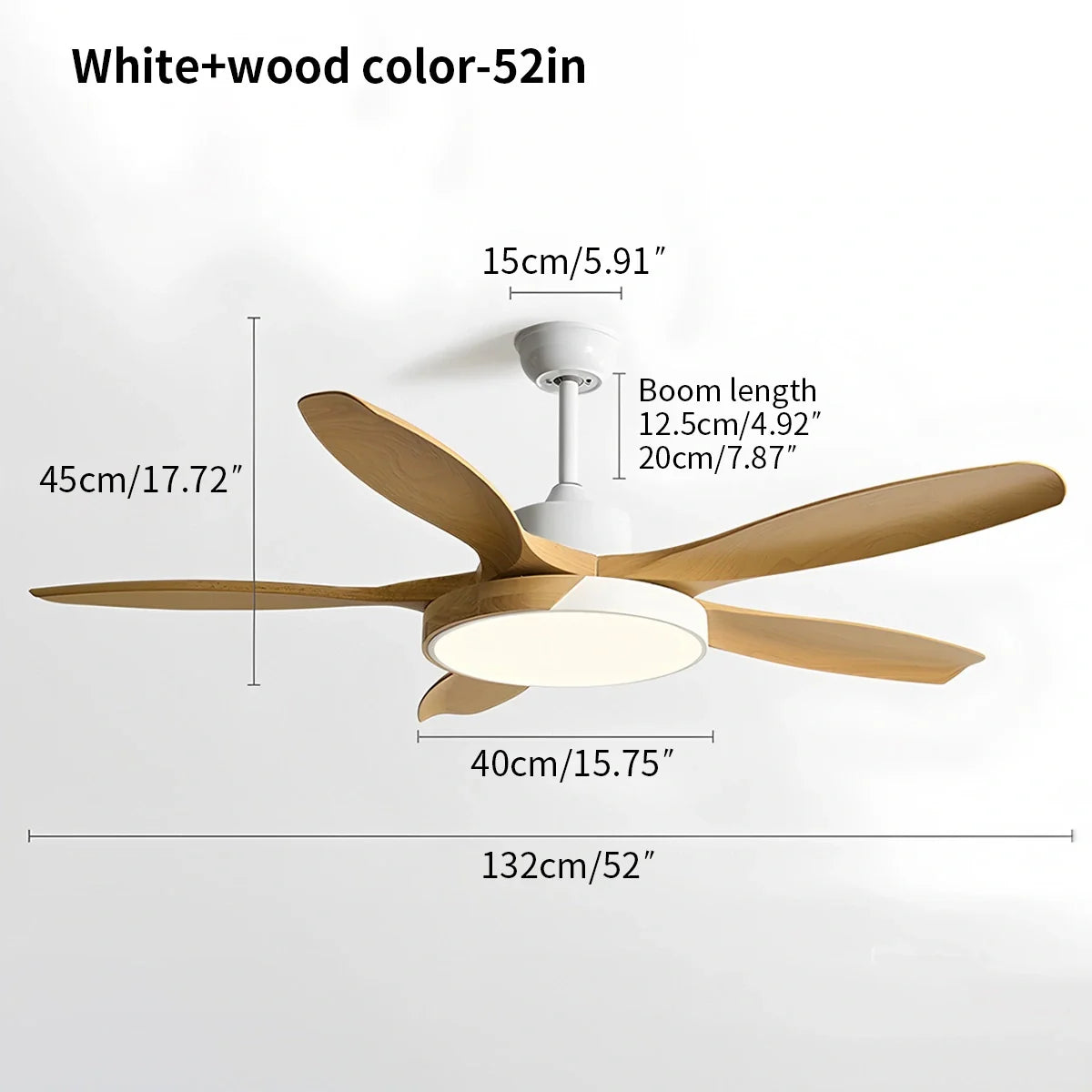 Deckenventilator mit Beleuchtung im skandinavischen Wohnzimmer-Stil
