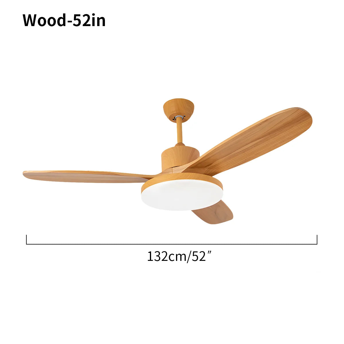 3-flügeliger Deckenventilator mit Beleuchtung aus Holz