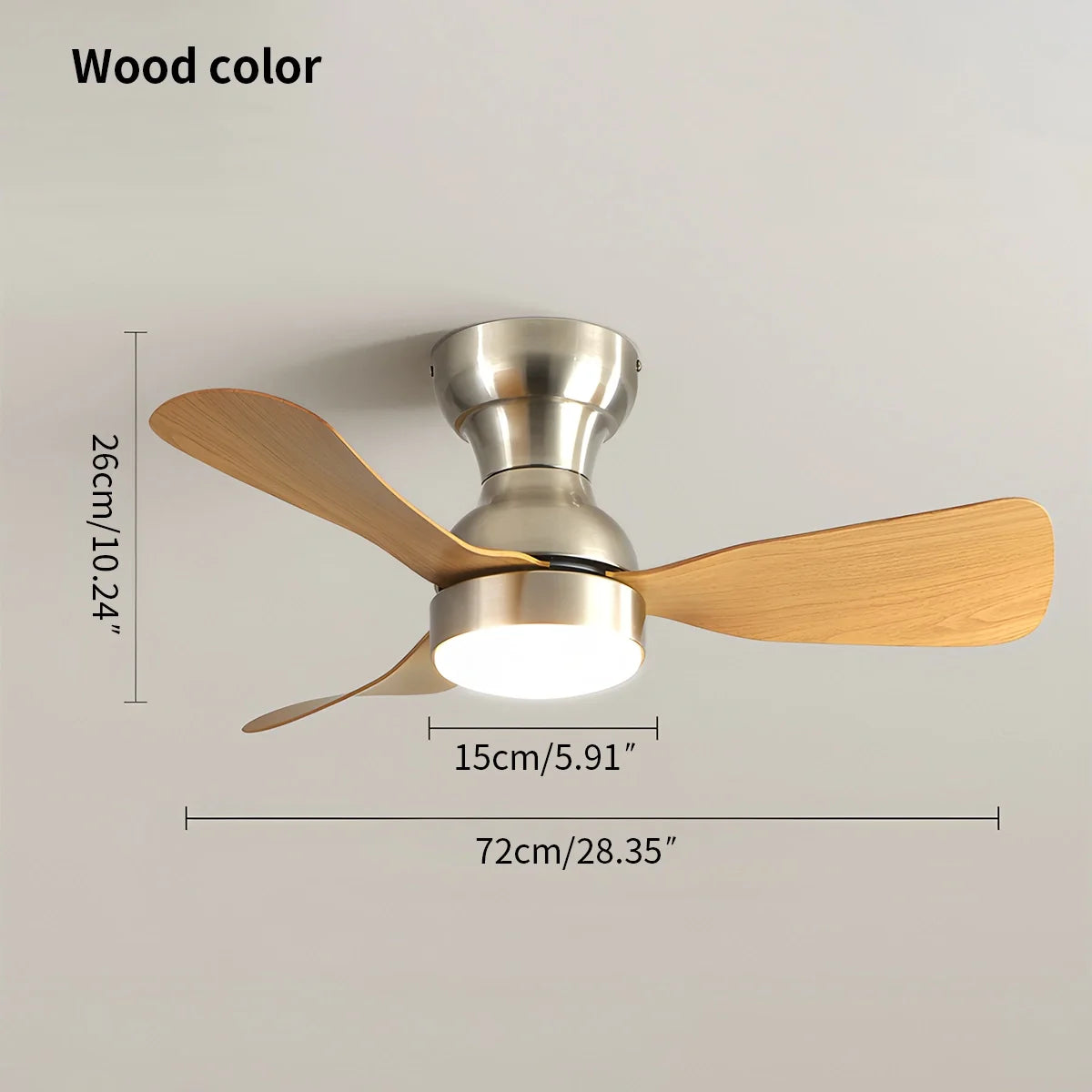 Kleine Deckenventilatorlampe für den Innenbereich mit Fernbedienung