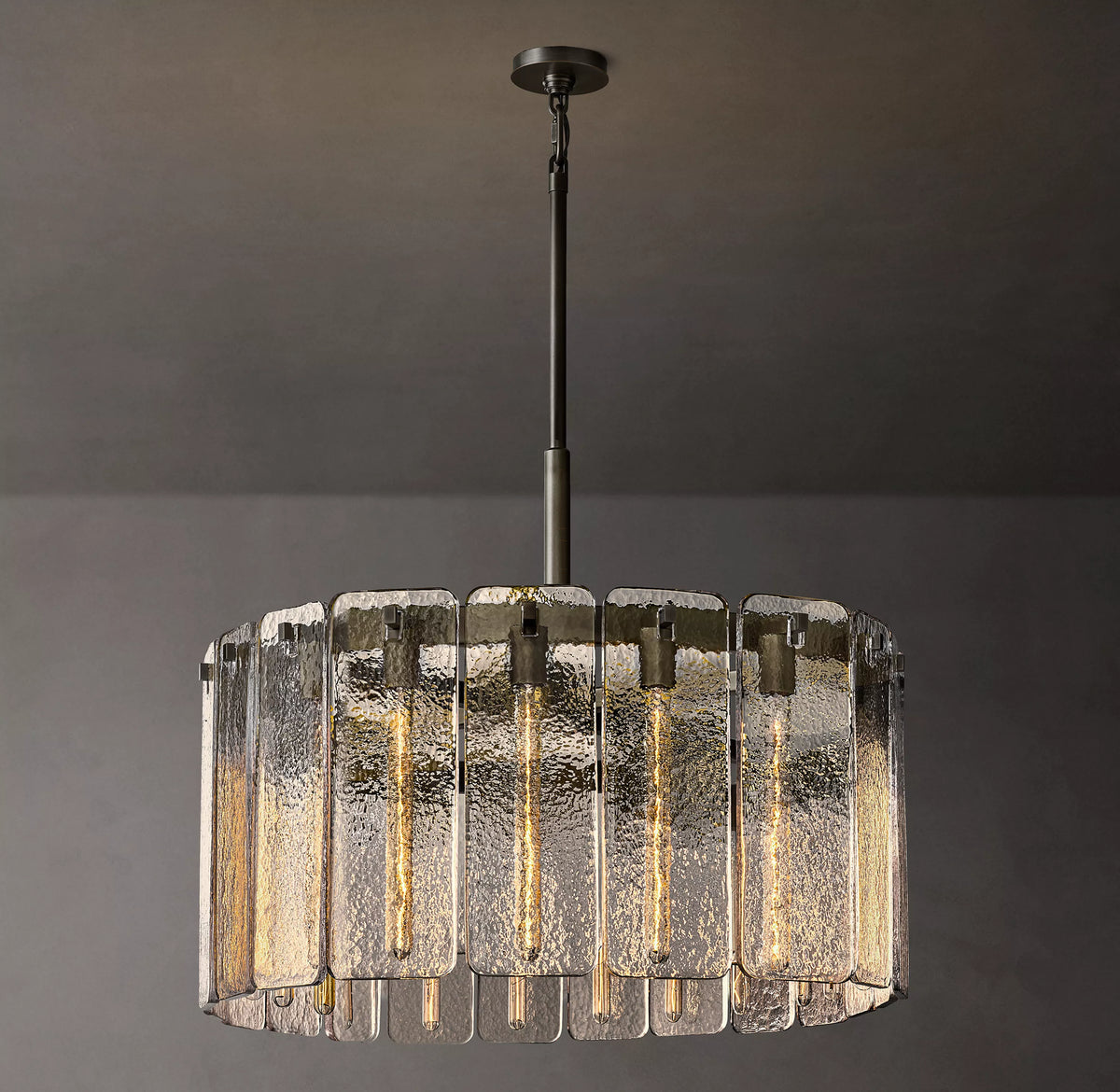 Textured Glass Round Chandelier - Calamette