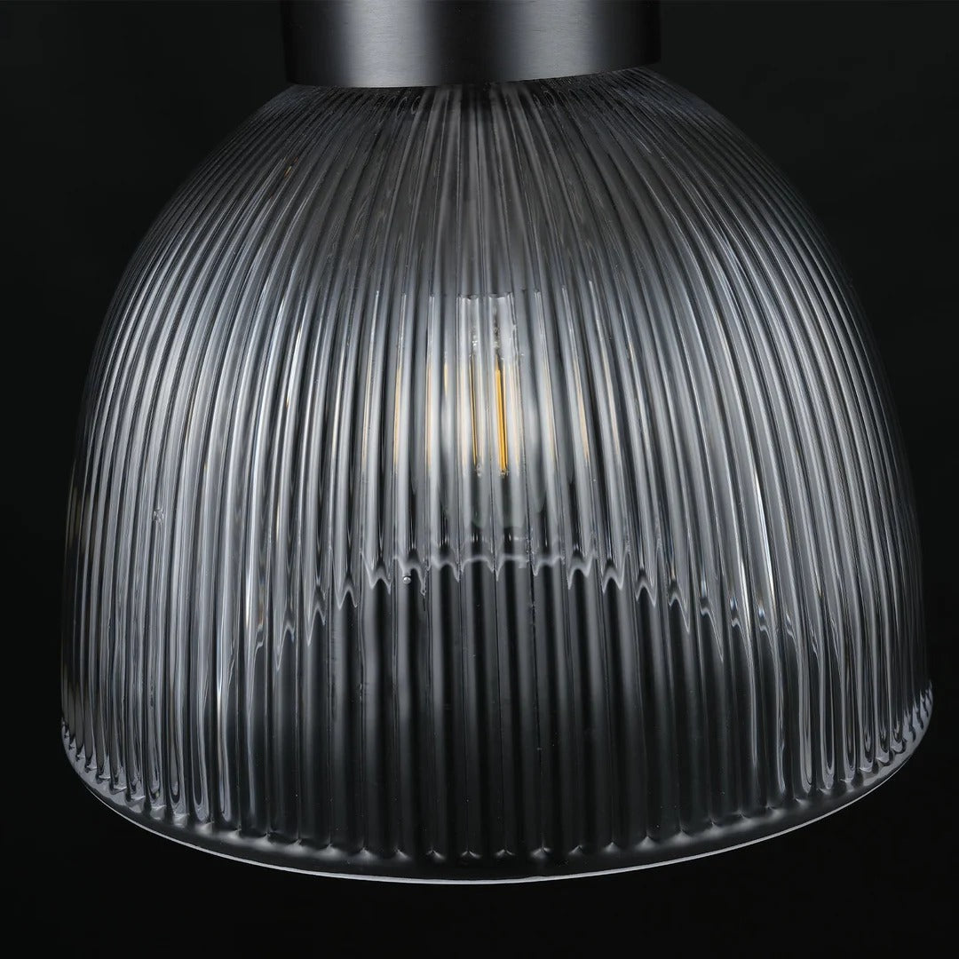 10 Inch Ribbed Glass Dome Pendant Light - Machinist