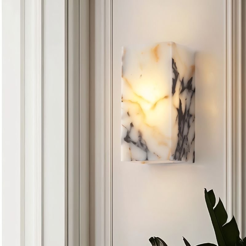 Alabaster-Würfel-Wandleuchte