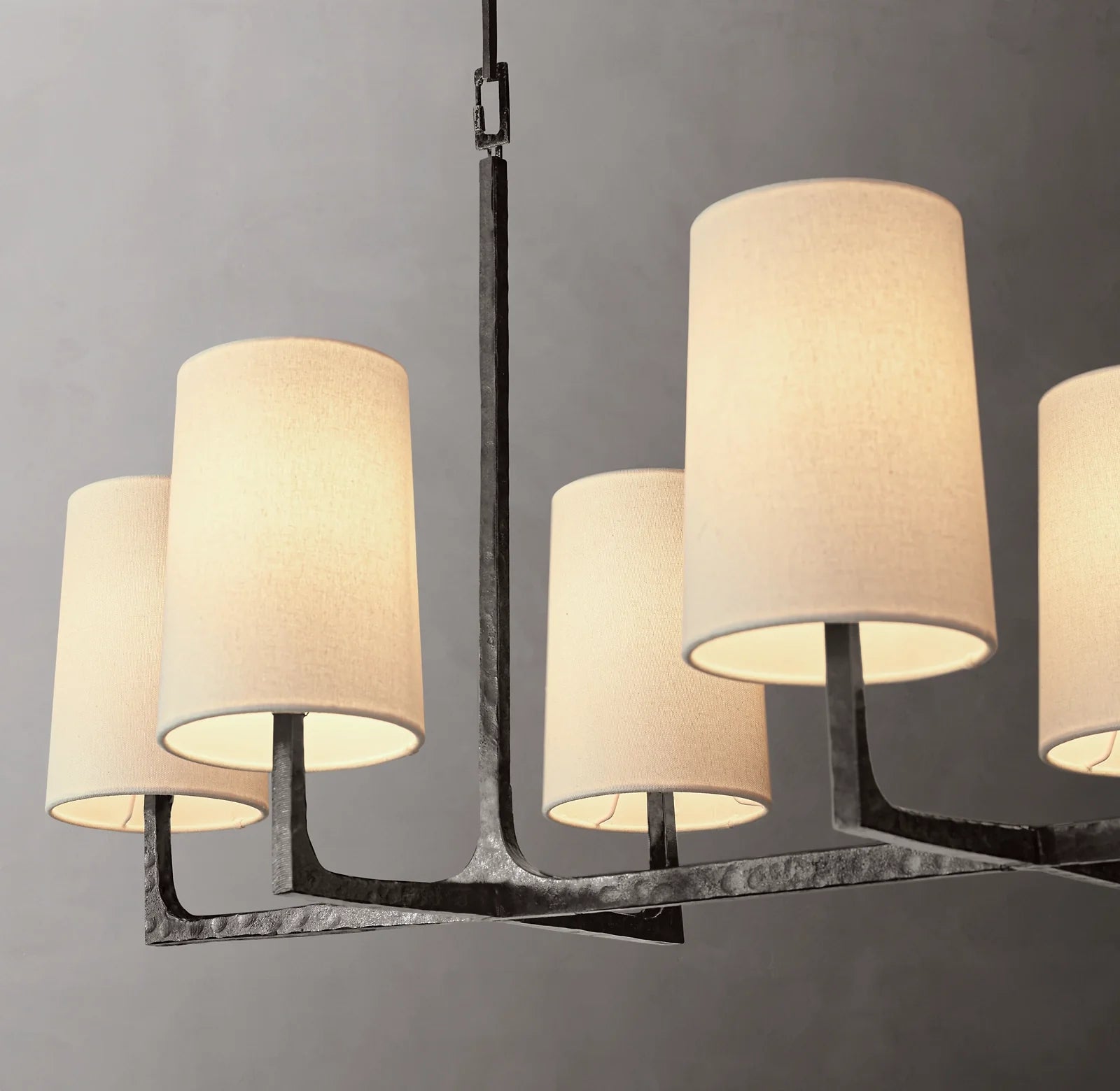 Shaded Hammered Metal Linear Chandelier – Wright