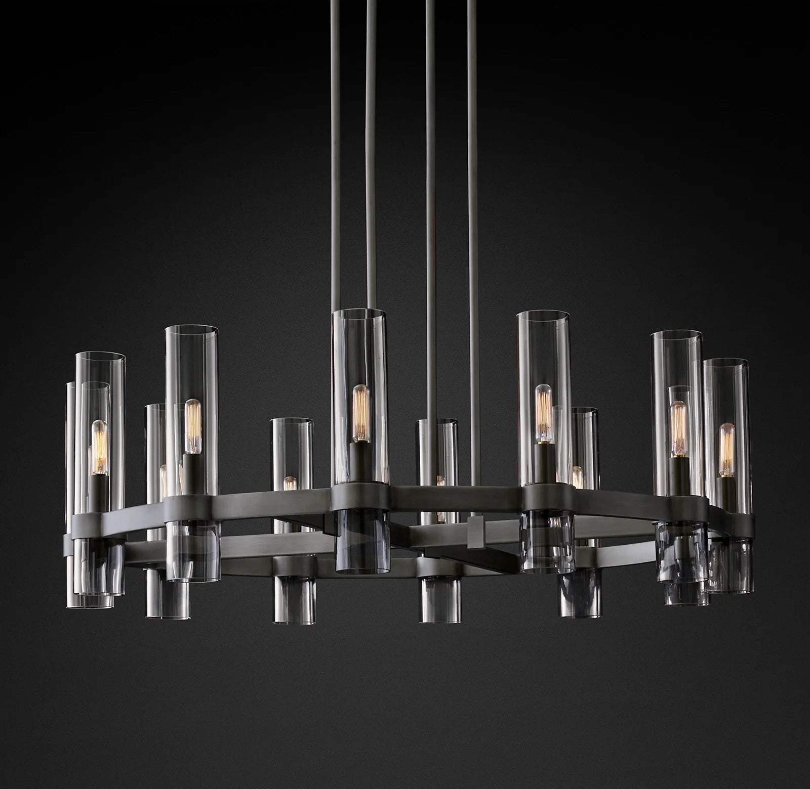 Cylindrical Glass Candle Round Chandelier - Ravelle