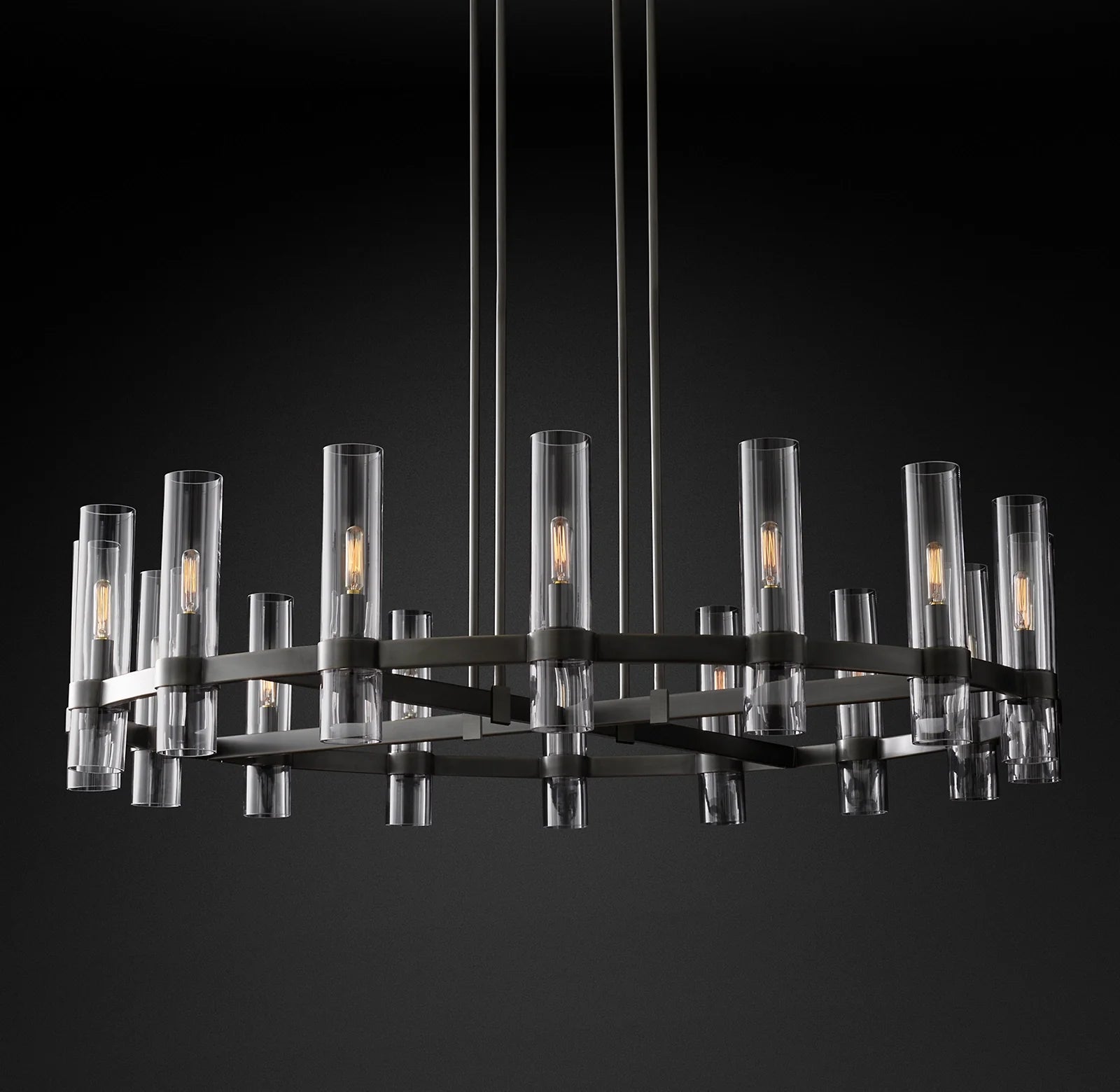 Cylindrical Glass Candle Round Chandelier - Ravelle