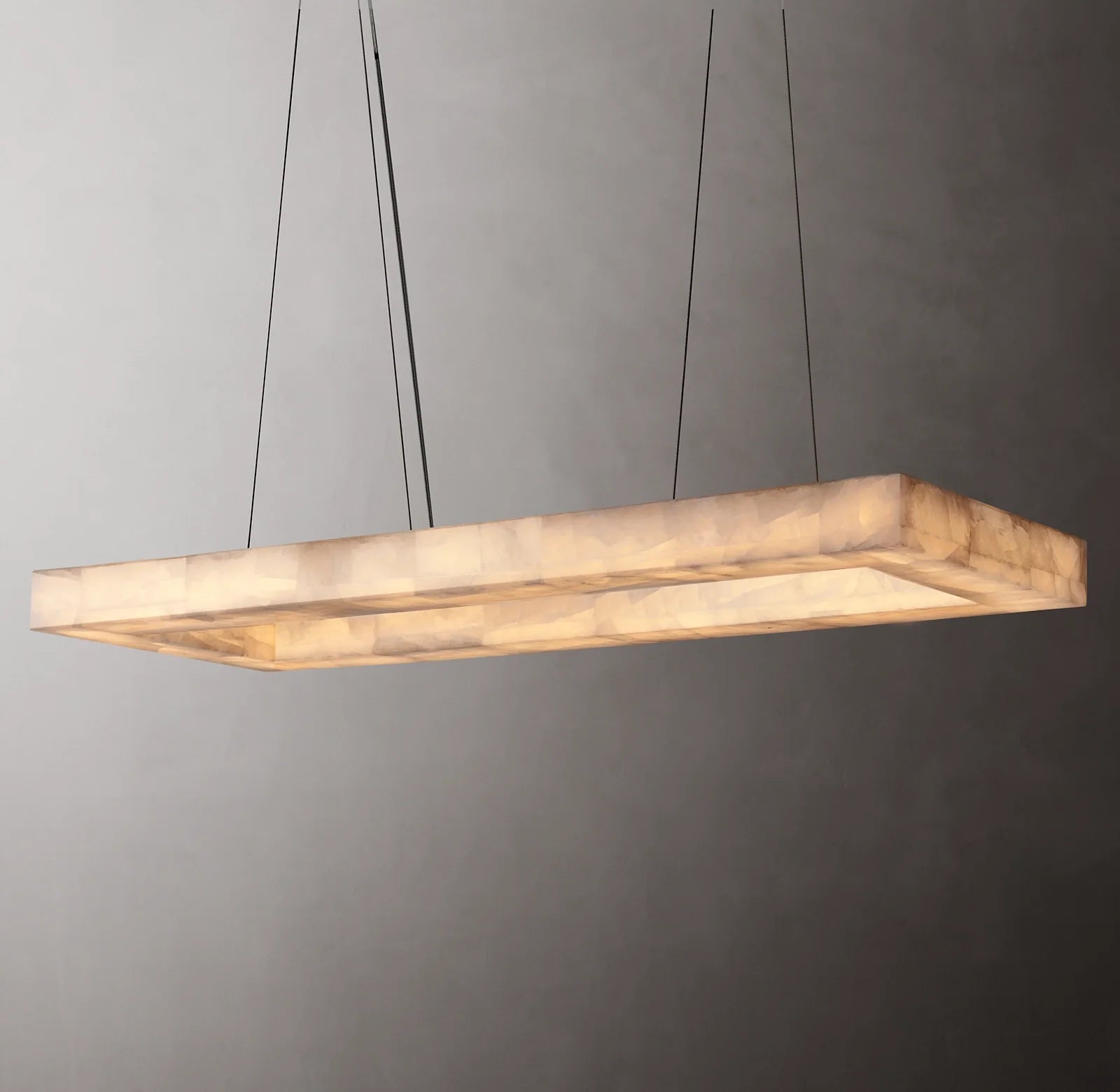 Lueur Rectangular Alabaster Chandelier - Rivage